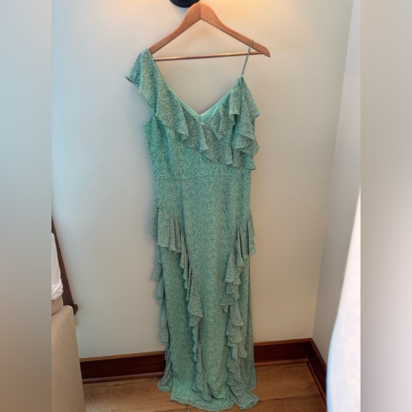 NWT Mikael Aghal Green Floral Gown - Picture 5 of 9